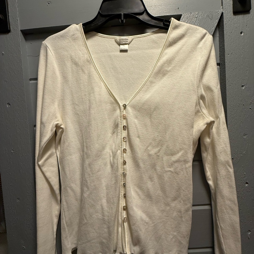 Christopher & Banks Ivory V-Neck Top